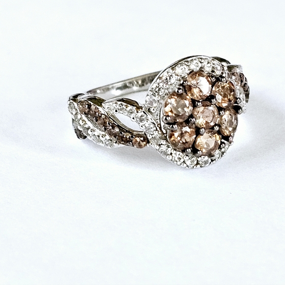 Genuine Brown Andalusite & Zircon 💍 Platinum over Sterling Silver. Sz 5! NEW - Picture 4 of 12